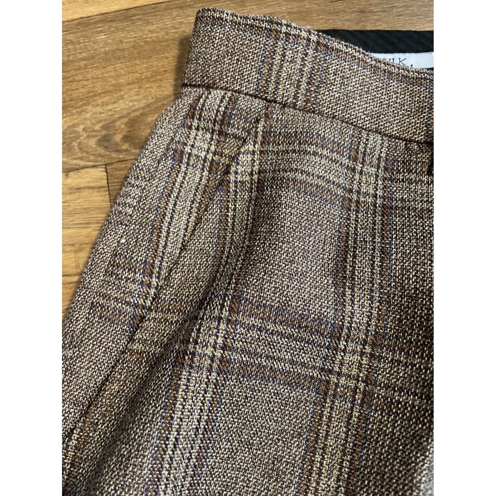 SilverSilk Mens Brown Plaid Dress Pants 38x34 Flat Front Trousers NWT - Picture 4 of 8